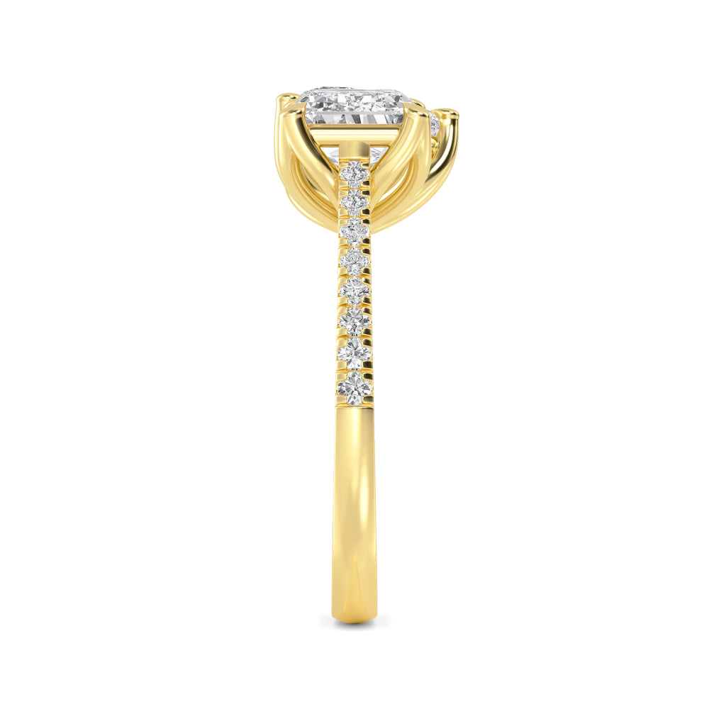 4.00ctw Emerald cut and Heart Lab Grown Diamond Toi et Moi Engagement Ring