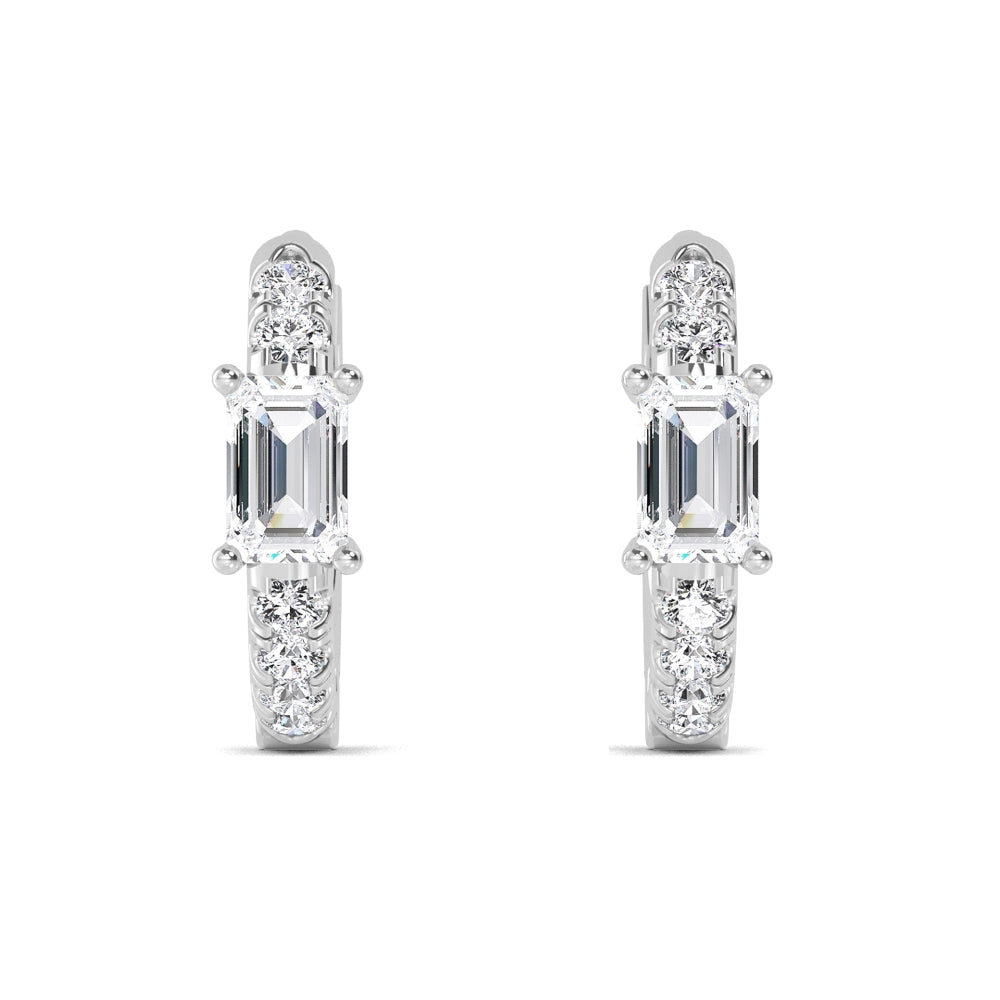 0.59ct Emerald cut Accent Lab Grown Diamond Hoop Earrings