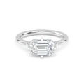 2.00ct Emerald cut Lab Grown Diamond Solitaire East-West Compass Setting Engagement Ring