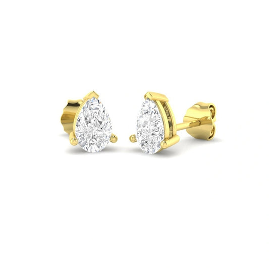 1.00ct Pear cut Lab Grown Diamond Solitaire Earrings in 9k Gold