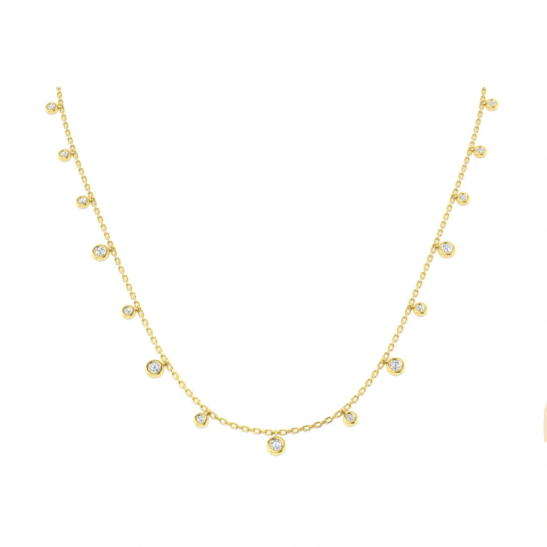 0.50ct Lab Grown Diamond Bezel Set Dangle Necklace in 9k Yellow Gold