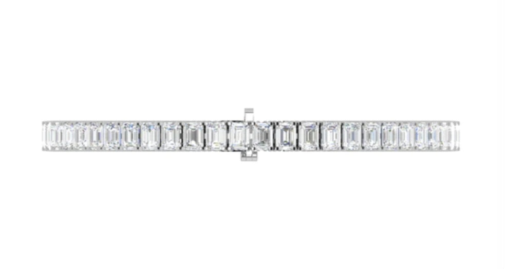 10.50ct Lab Grown Diamond Emerald cut North-South Tennis Bracelet in 14k Gold