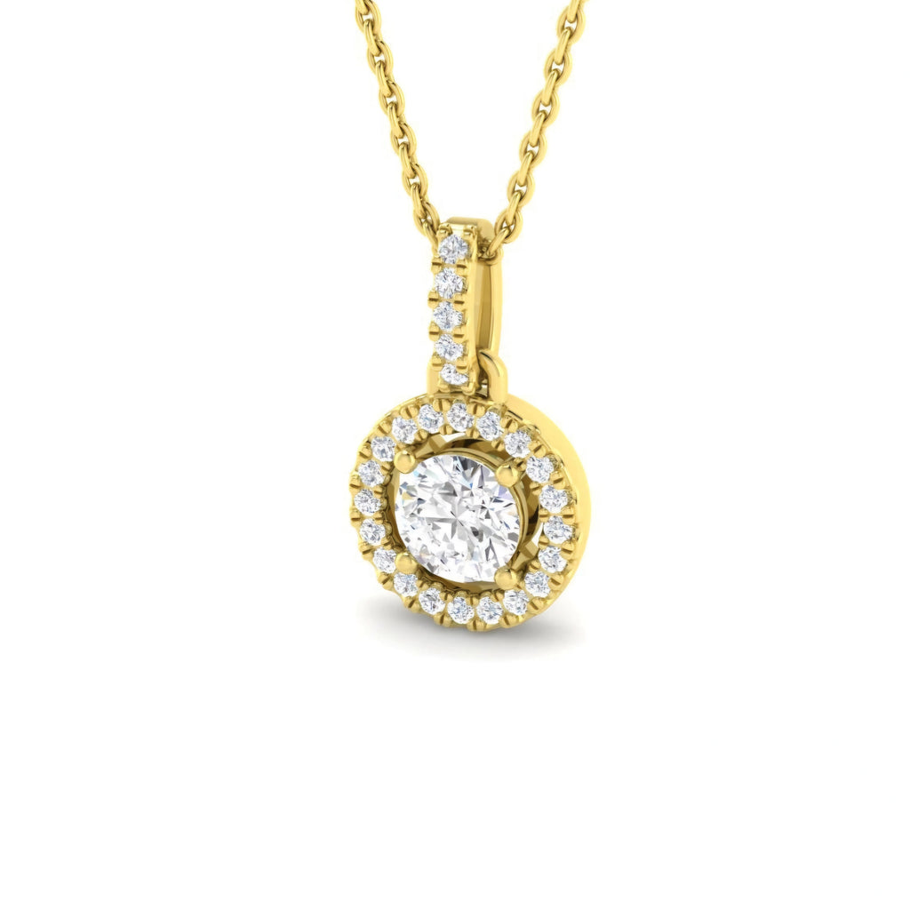0.67ctw Lab Grown Diamond Halo Necklace in 9k Gold