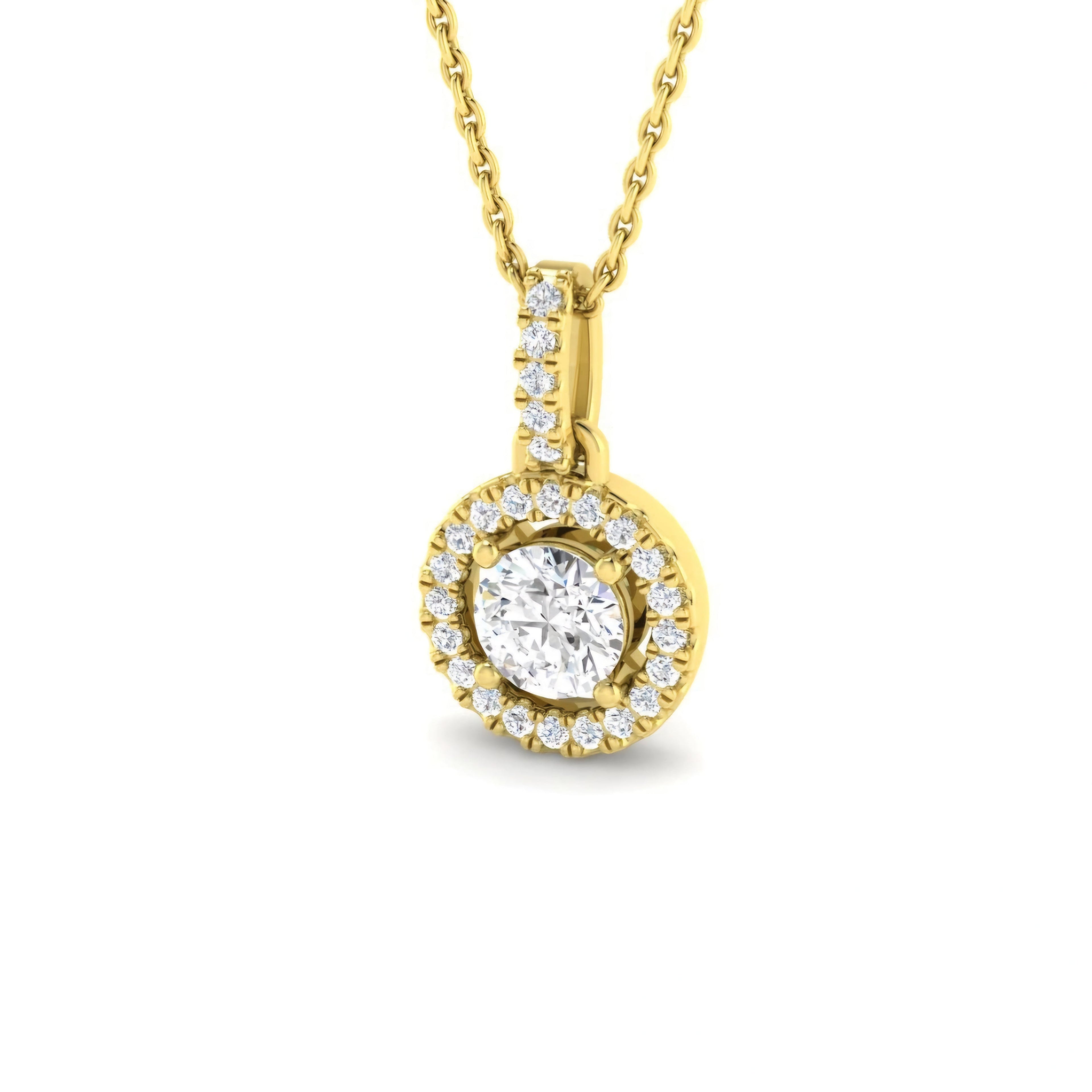 0.67ctw Lab Grown Diamond Halo Necklace in 9k Gold