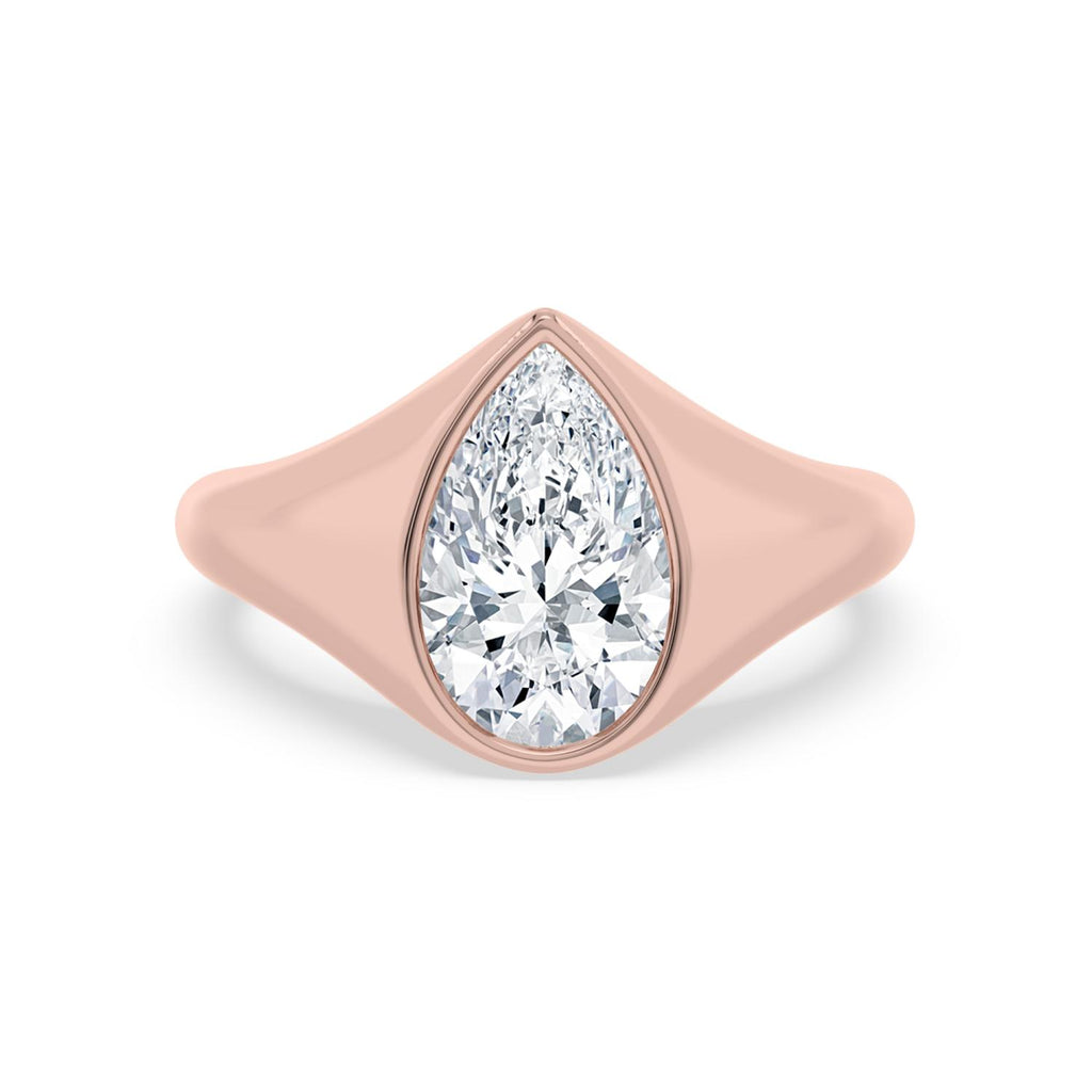 2.50ct Pear cut Lab Grown Diamond Signet Ring