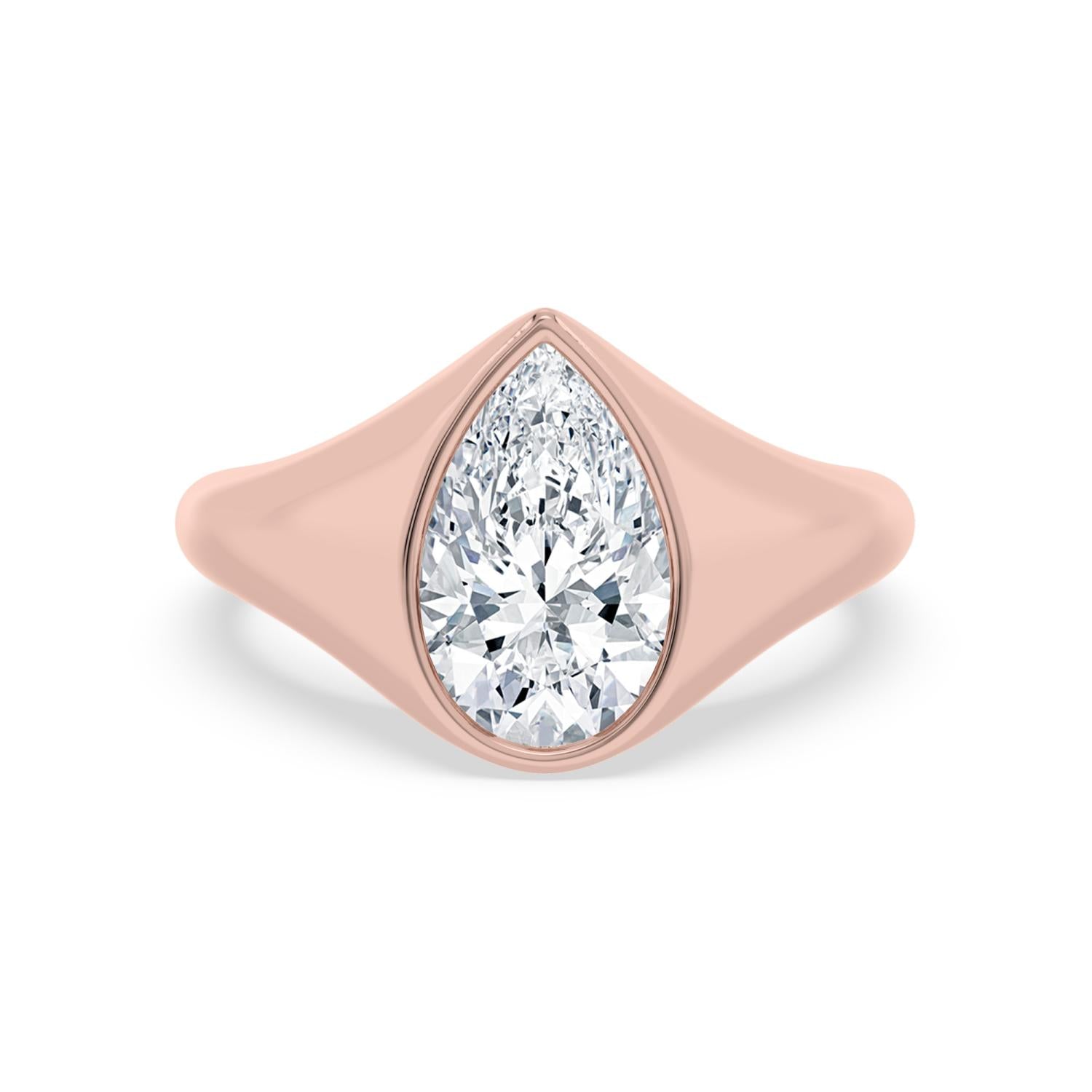 2.50ct Pear cut Lab Grown Diamond Signet Ring