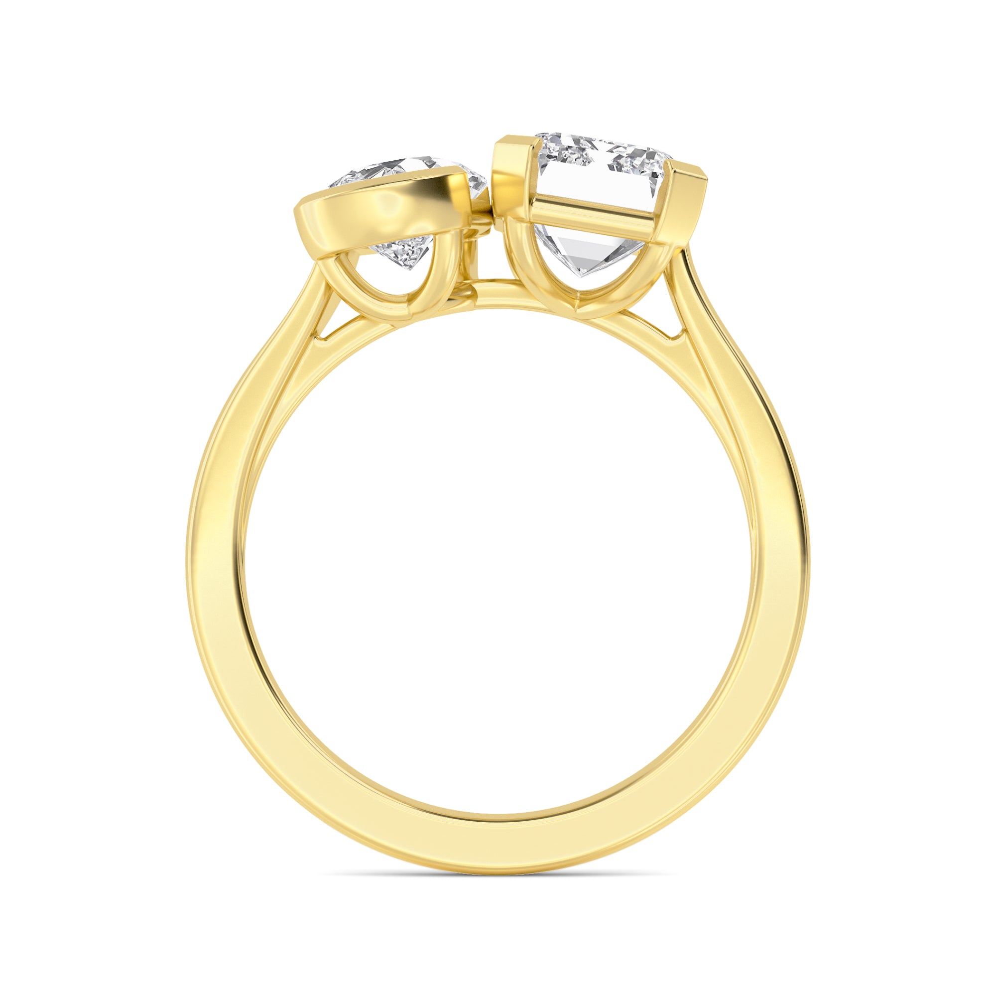 4.00ctw Emerald cut and Pear Lab Grown Diamond Toi et Moi Engagement Ring