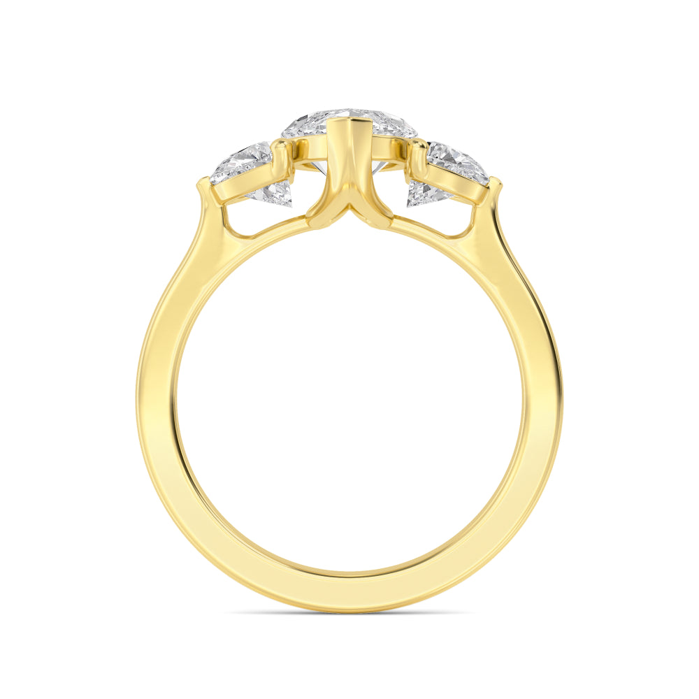 3.00ctw Marquise and Half Moon cut Lab Grown Diamond Trilogy Engagement Ring