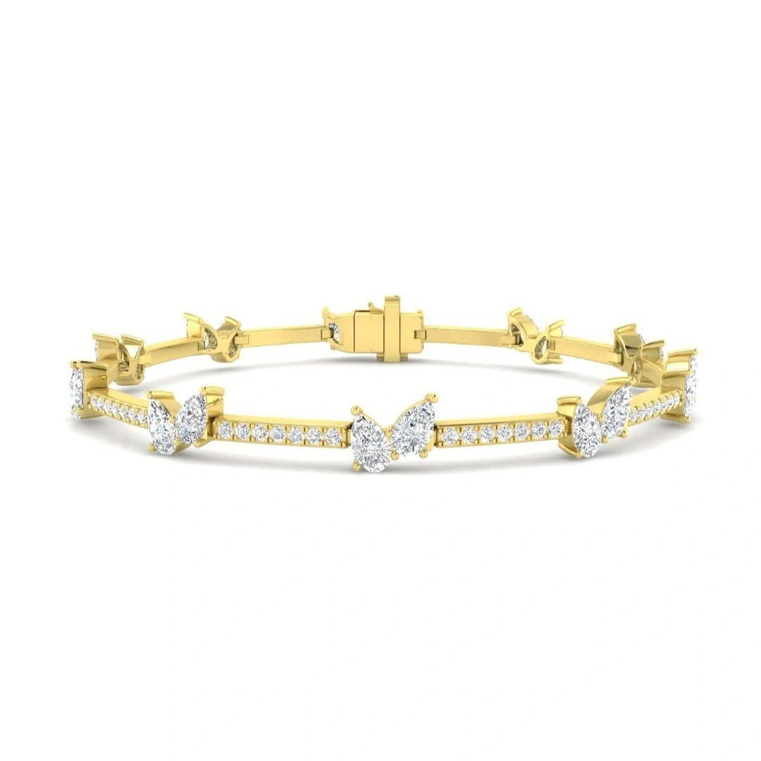 4.50ct Lab Grown Diamond Double Pear Accent Tennis Bracelet in 9k Gold