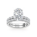 3.77ctw Oval cut Oval Band Hidden Halo Lab Grown Diamond Exceptional Engagement and Oval Wedding Ring Set