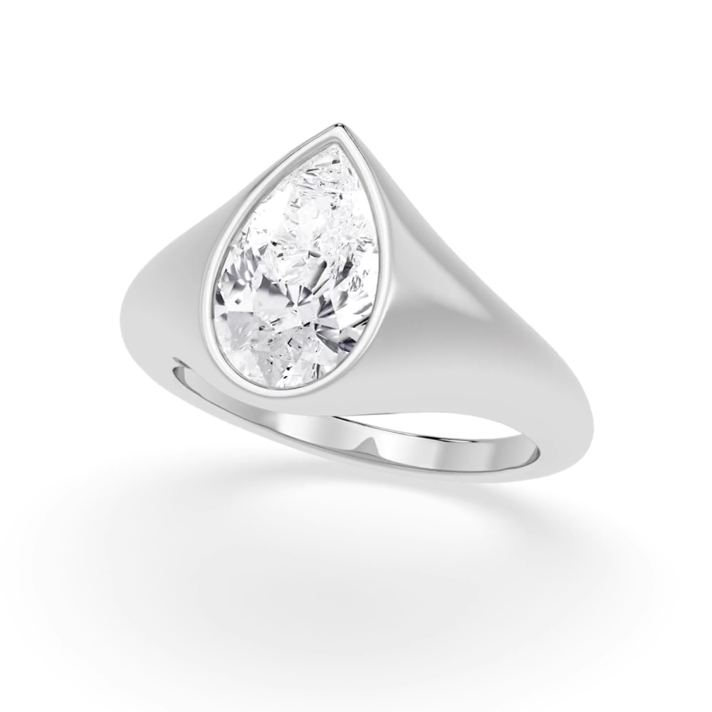 2.50ct Pear cut Lab Grown Diamond Signet Ring