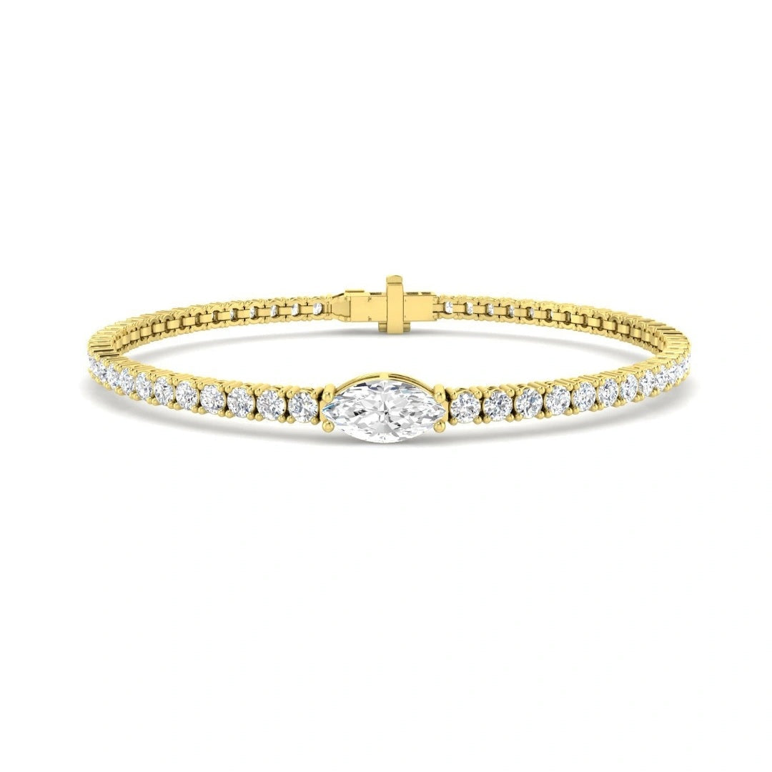 5.36ct Lab Grown Diamond Marquise Accent Tennis Bracelet in 9k Gold