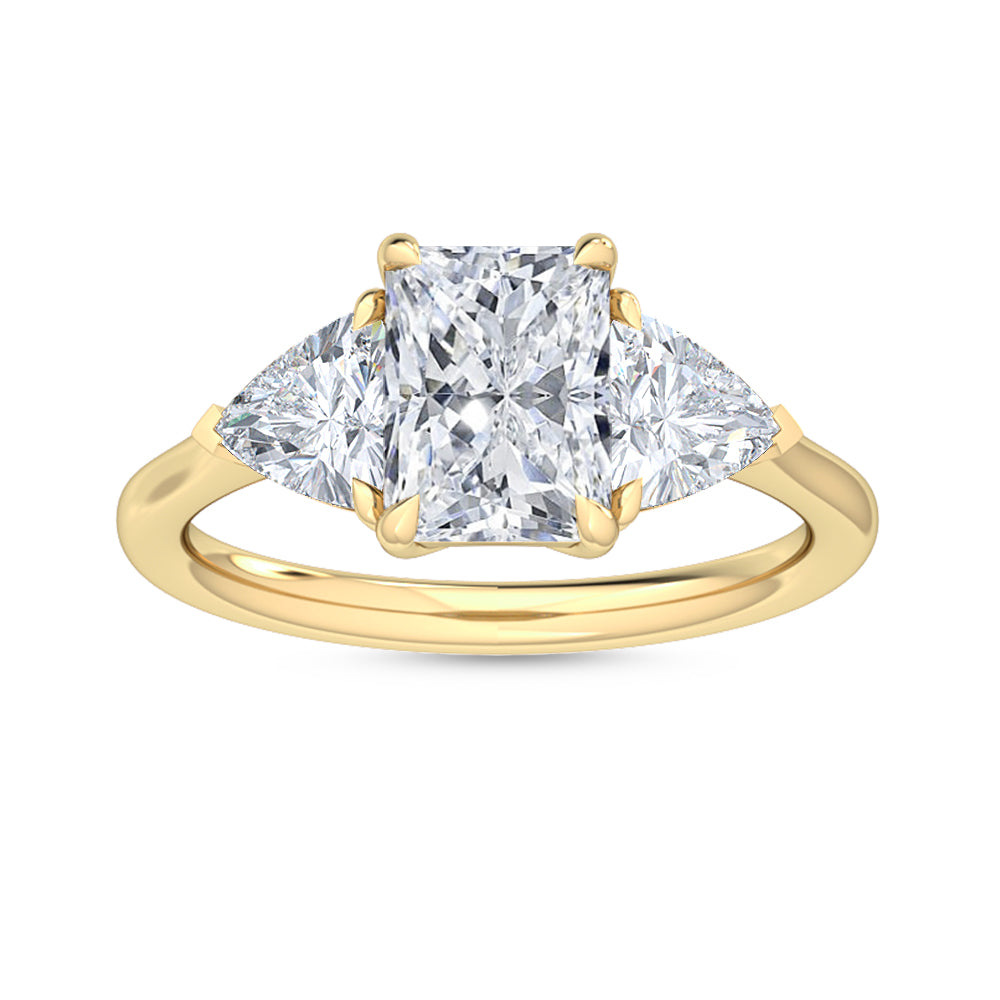 2.00ctw Radiant and Trilliant cut Lab Grown Diamond Trilogy Engagement Ring