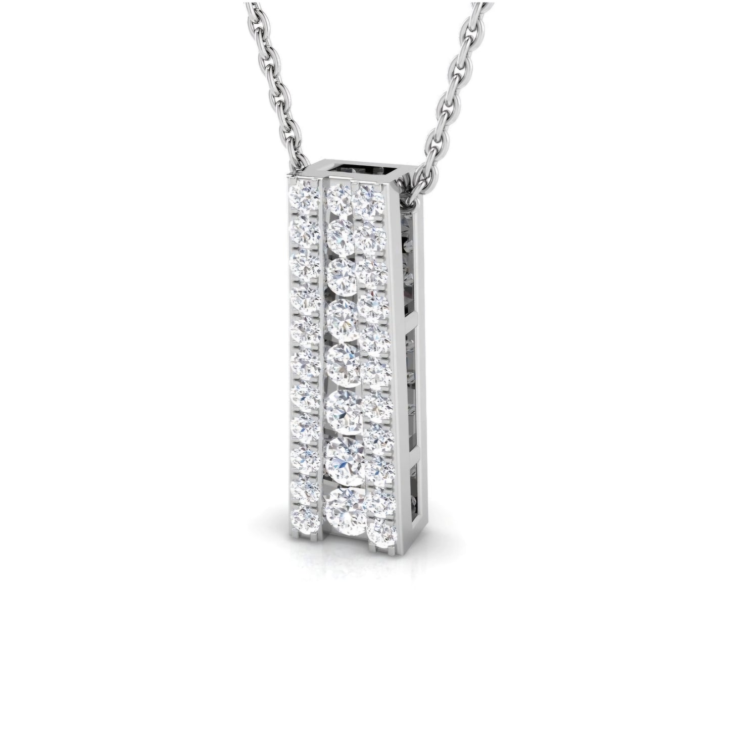 0.50ct Lab Grown Diamond Cluster Bar Necklace in 9k Gold