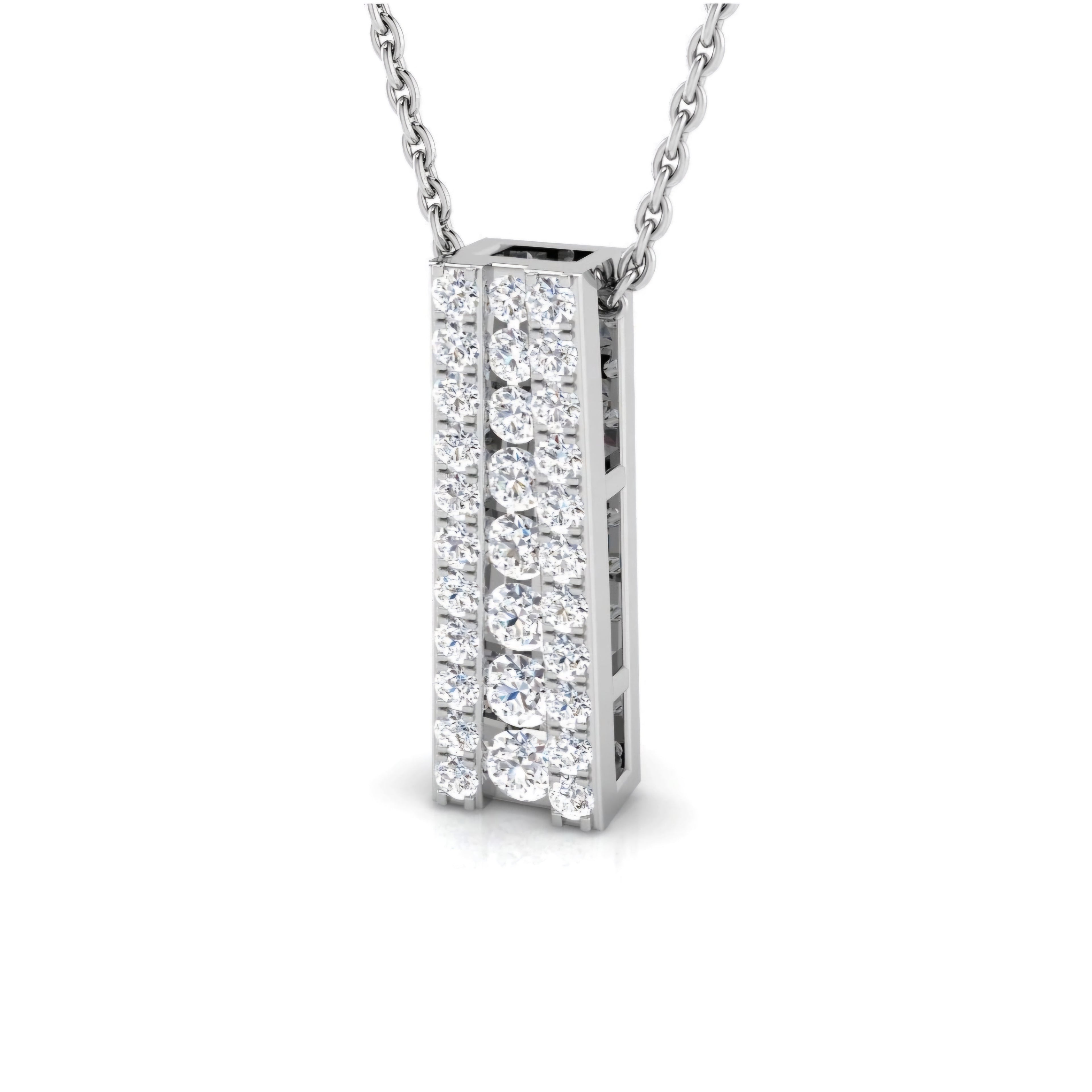 0.50ct Lab Grown Diamond Cluster Bar Necklace in 9k Gold