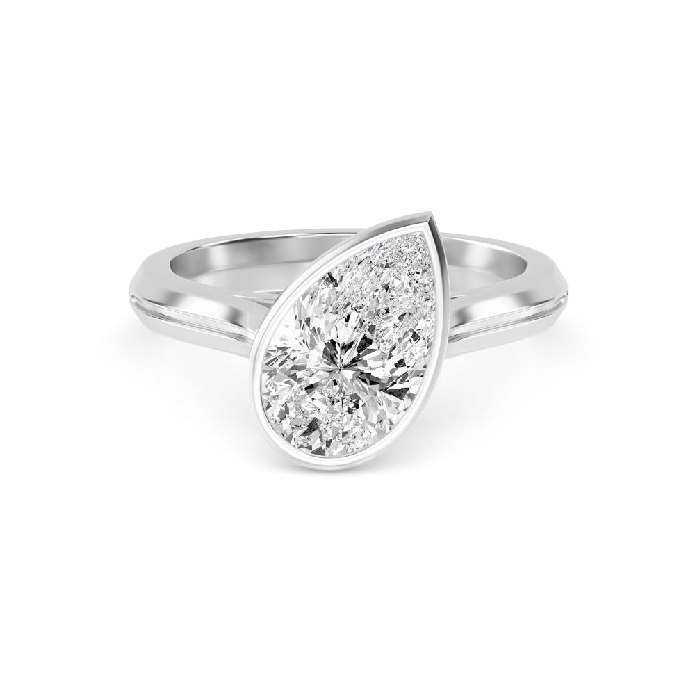3.00ct Pear cut Lab Grown Diamond Solitaire Offset Bezel Engagement Ring