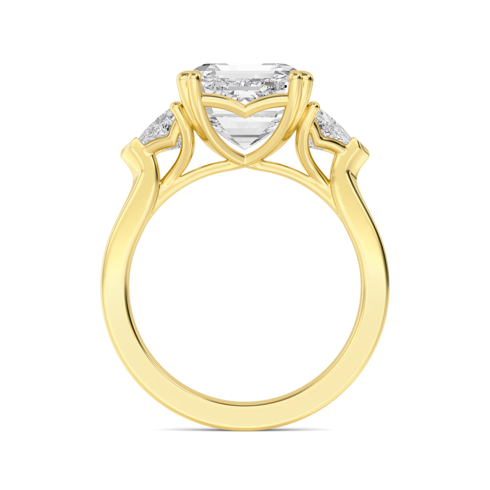 4.00ctw Asscher cut and Trapezoid Lab Grown Diamond Trilogy Engagement Ring