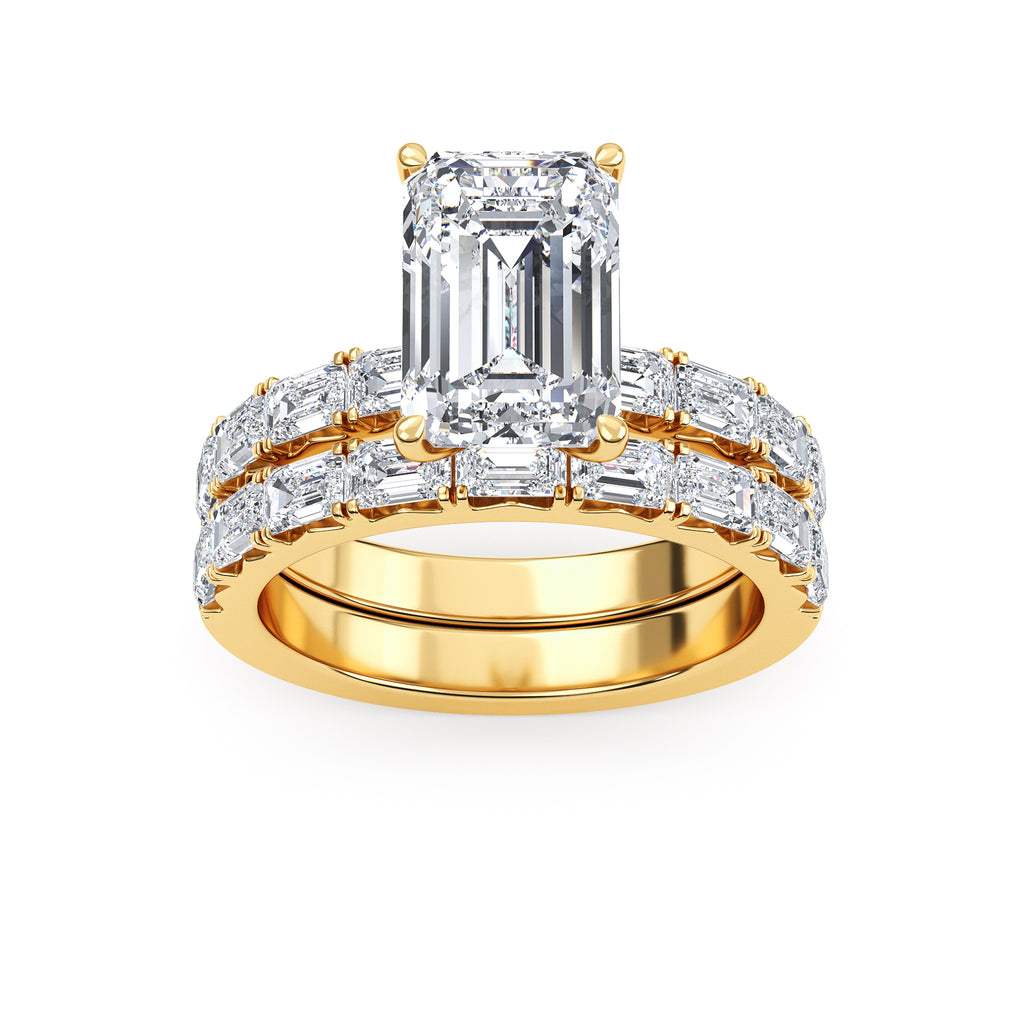 4.97ctw Emerald cut Lab Grown Diamond Exceptional Engagement and Emerald cut Wedding Ring Set