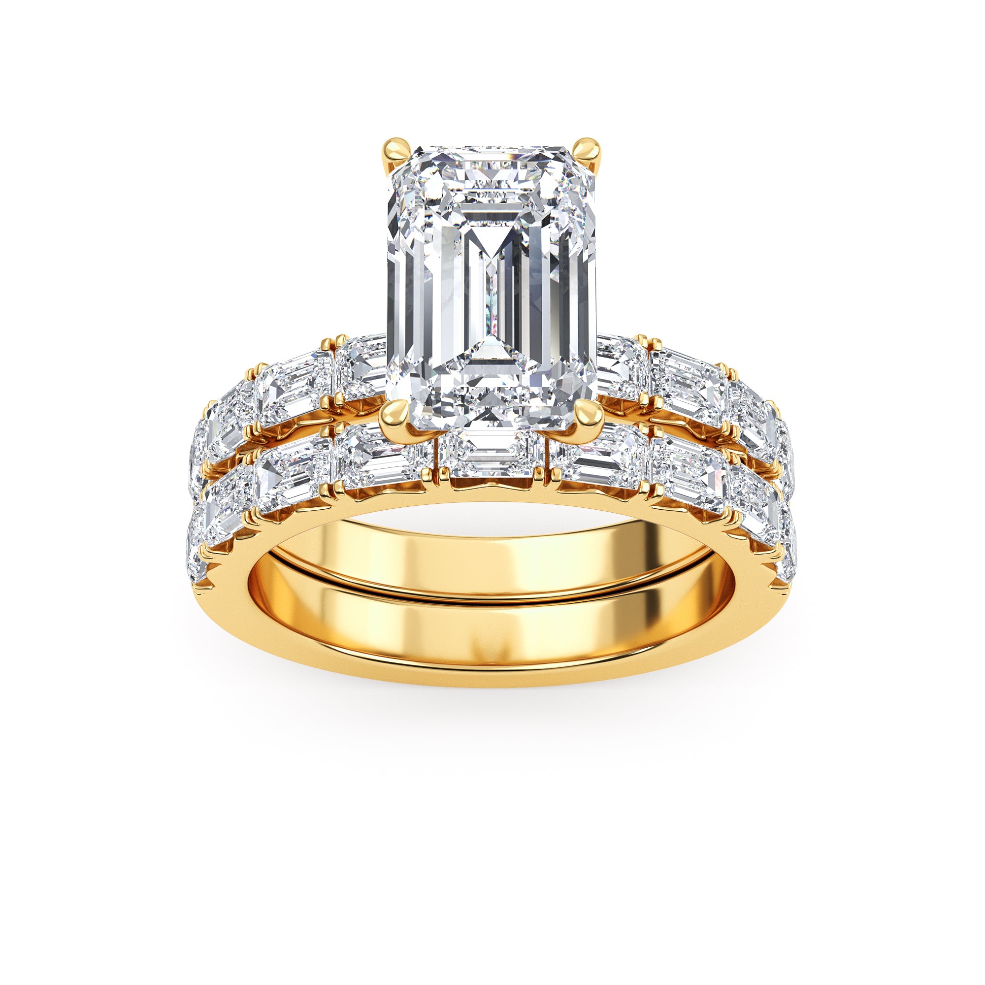 4.97ctw Emerald cut Lab Grown Diamond Exceptional Engagement and Emerald cut Wedding Ring Set