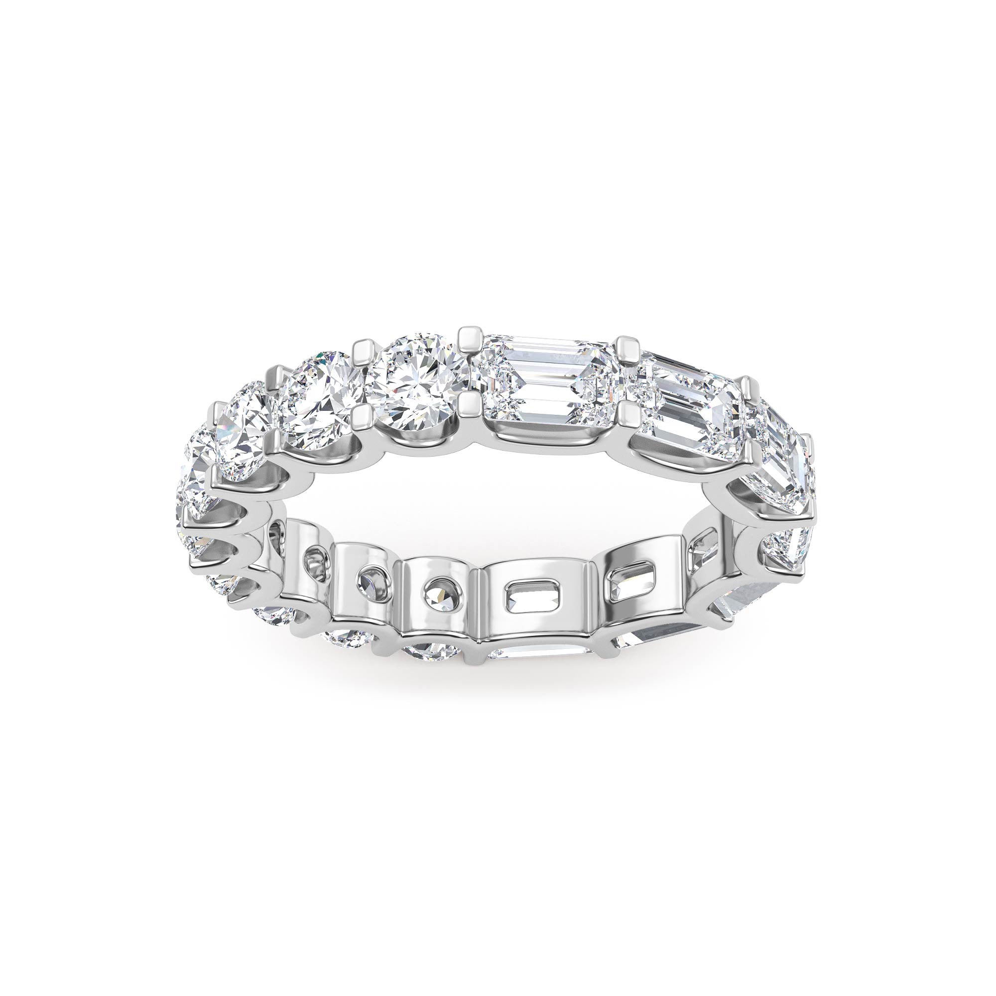 2.76ct Emerald and Round cut Half and Half Full Eternity Ring