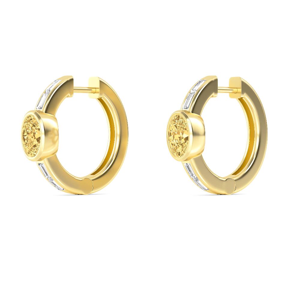 1.87ct Yellow Lab Grown Diamond Accented Baguette Hoop Earrings