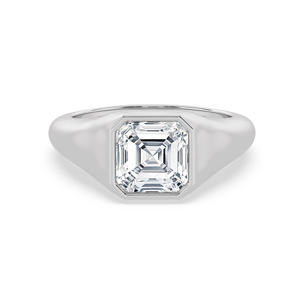 3.00ct Asscher cut Lab Grown Diamond Signet Ring