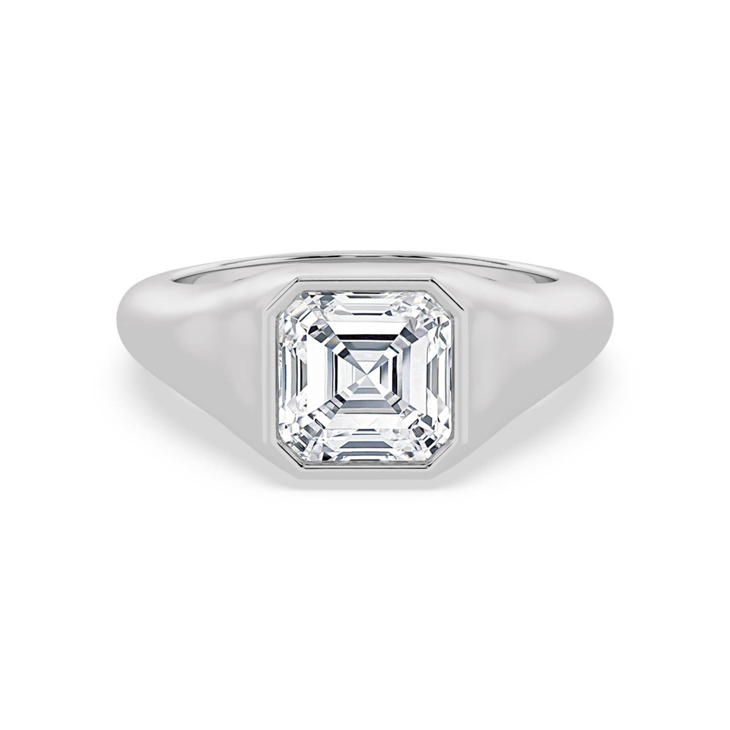 3.00ct Asscher cut Lab Grown Diamond Signet Ring