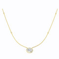 1.50ct Oval Halo Lab Grown Diamond Station Necklace in 9k Gold