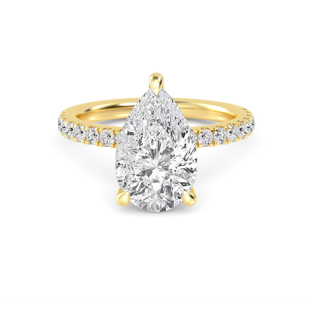 The Natasha 3.70ctw Pear cut Lab Grown Diamond Hidden Halo Engagement Ring