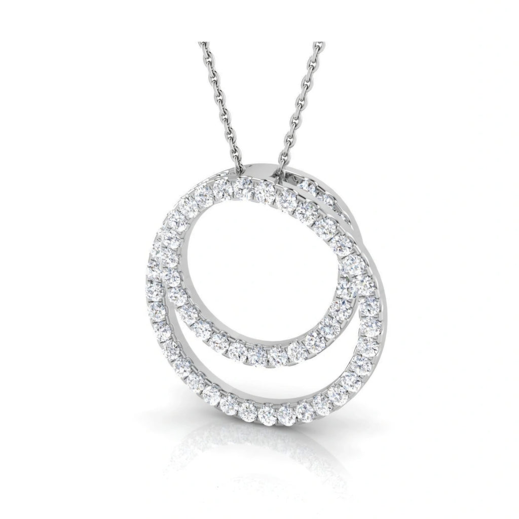0.77ctw Lab Grown Diamond Double Circle Necklace in 9k Gold