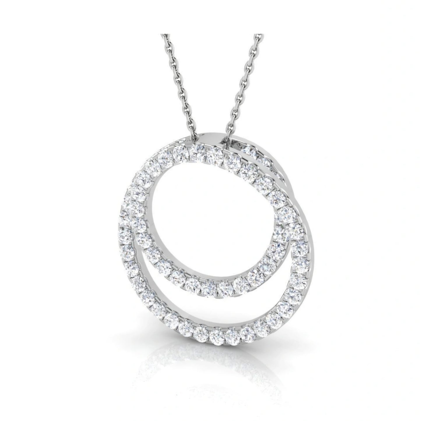 0.77ctw Lab Grown Diamond Double Circle Necklace in 9k Gold