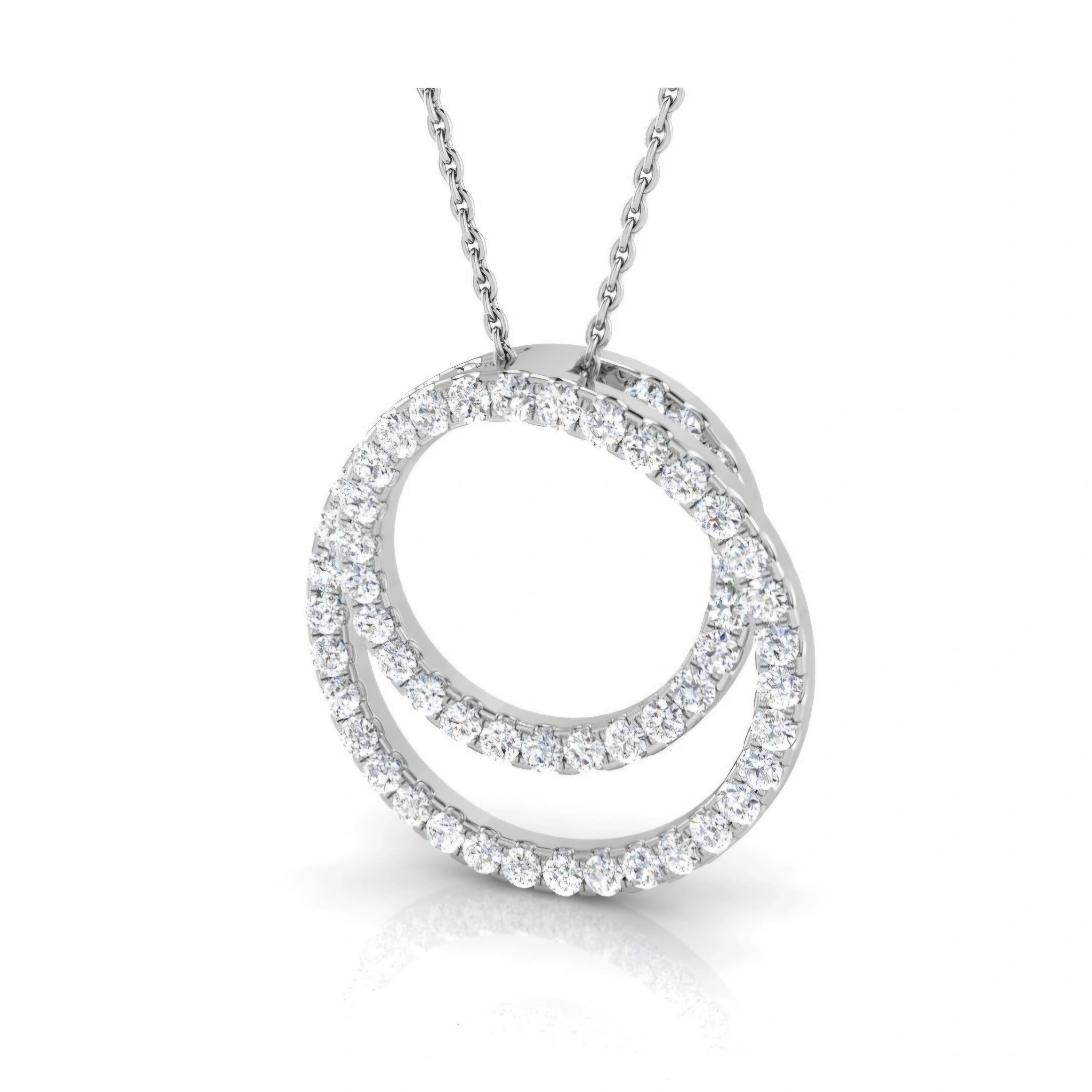 0.77ctw Lab Grown Diamond Double Circle Necklace in 9k Gold