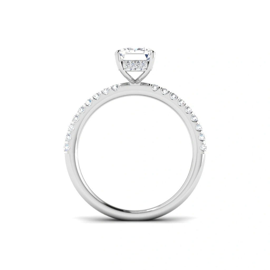 The Victoria 2.35ctw Emerald cut Lab Grown Diamond Hidden Halo Engagement Ring