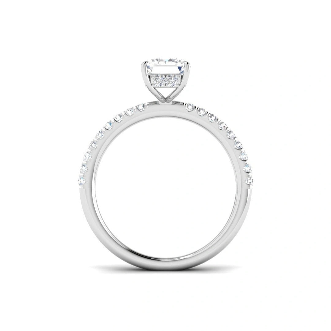 The Victoria 2.35ctw Emerald cut Lab Grown Diamond Hidden Halo Engagement Ring