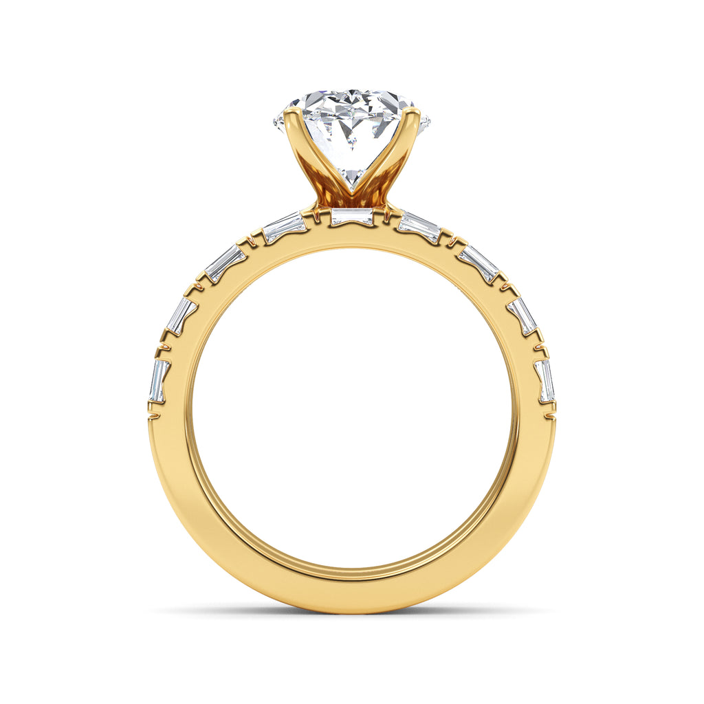 4.97ctw Oval cut Lab Grown Diamond Exceptional Engagement and Emerald cut Wedding Ring Set