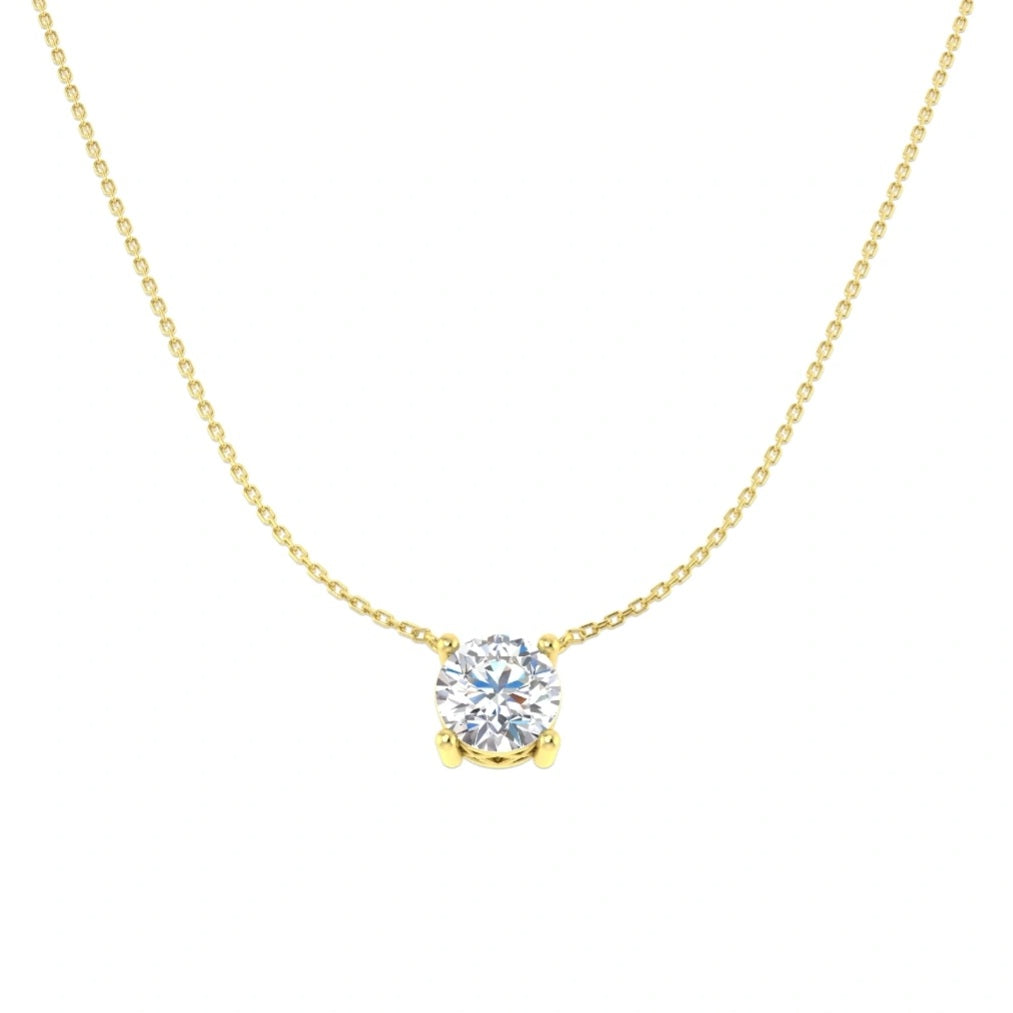 3.00ctw Lab Grown Diamond Round Solitaire Necklace in 9k Gold