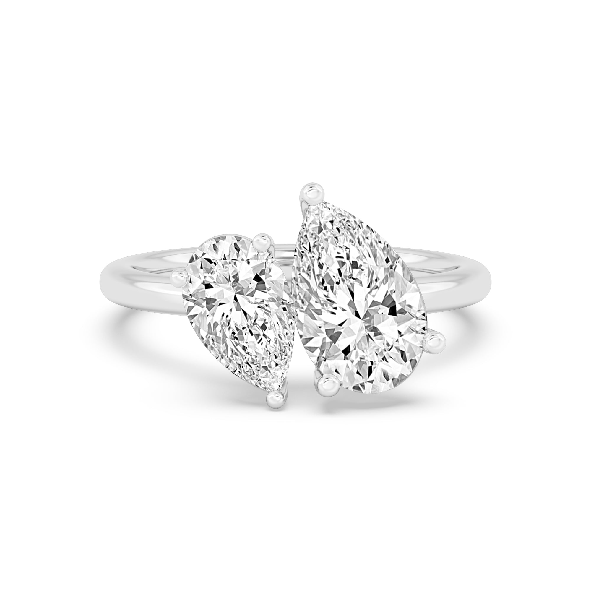 2.79ctw Pear cut Lab Grown Diamond Toi et Moi Engagement Ring