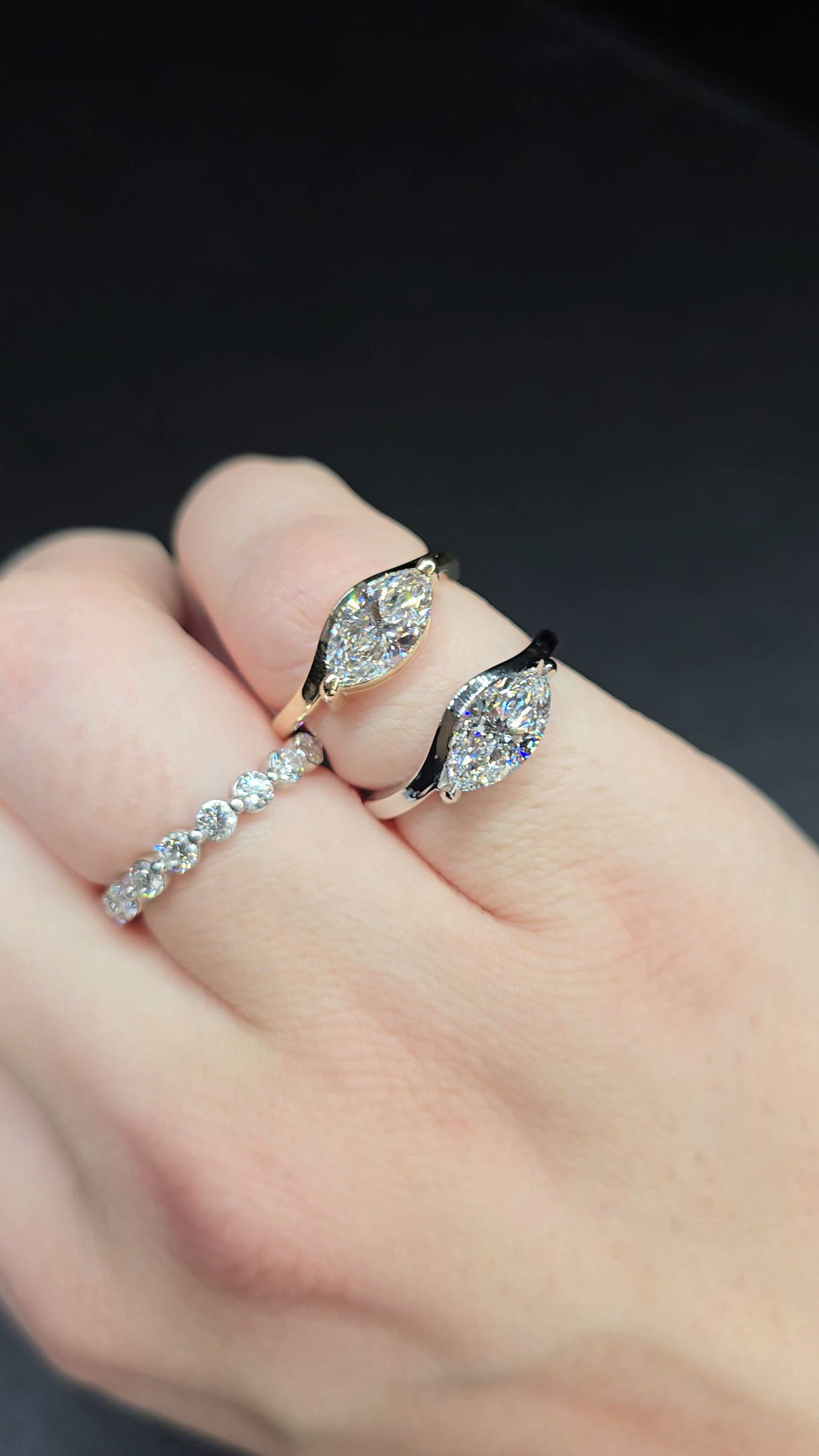 1.00ct Marquise Lab Grown Diamond Wave Pinky Ring