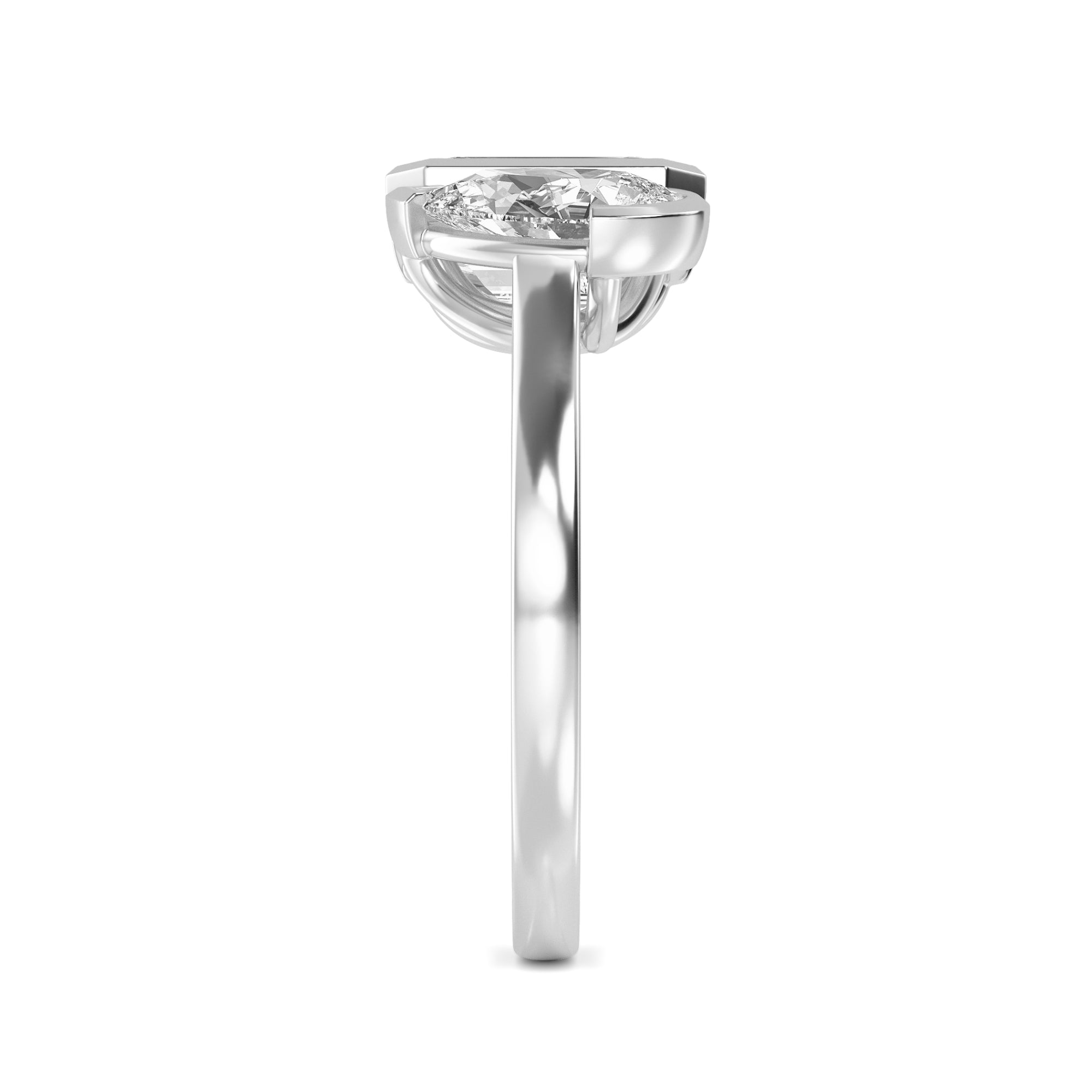 4.00ctw Emerald cut and Pear Lab Grown Diamond Toi et Moi Engagement Ring