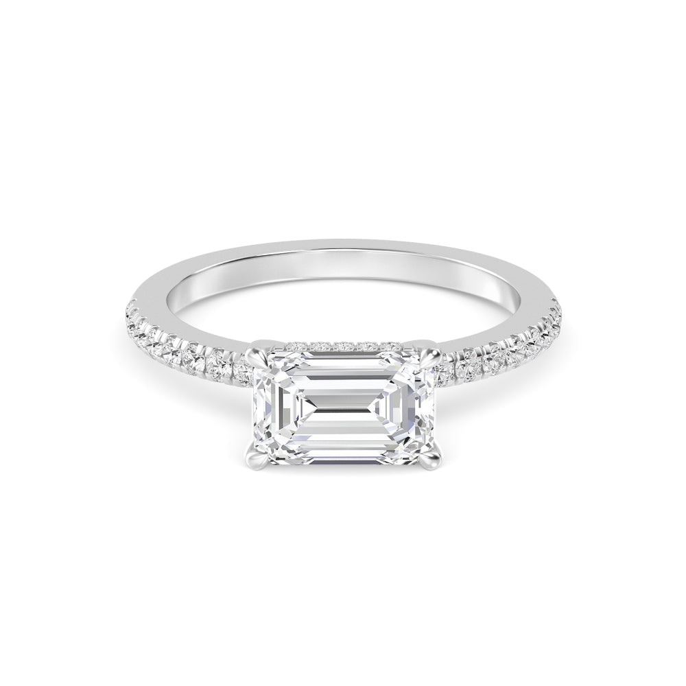 The Amanda 2.28ctw Emerald cut Lab Grown Diamond East-West Hidden Halo Engagement Ring