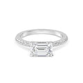 The Amanda 2.28ctw Emerald cut Lab Grown Diamond East-West Hidden Halo Engagement Ring