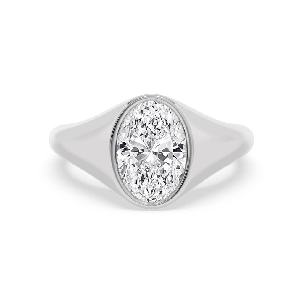2.50ct Oval cut Lab Grown Diamond Signet Ring