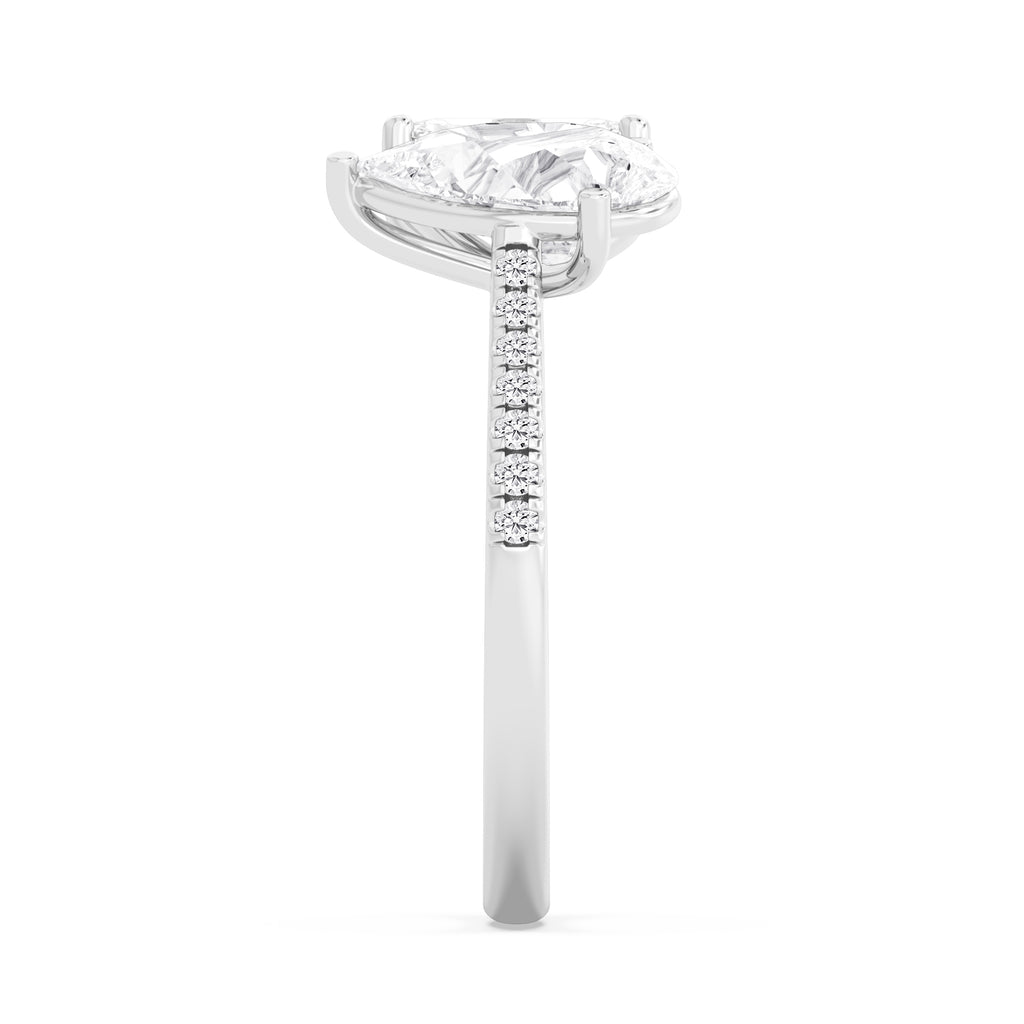 3.20ctw Emerald cut and Pear Lab Grown Diamond Toi et Moi Engagement Ring