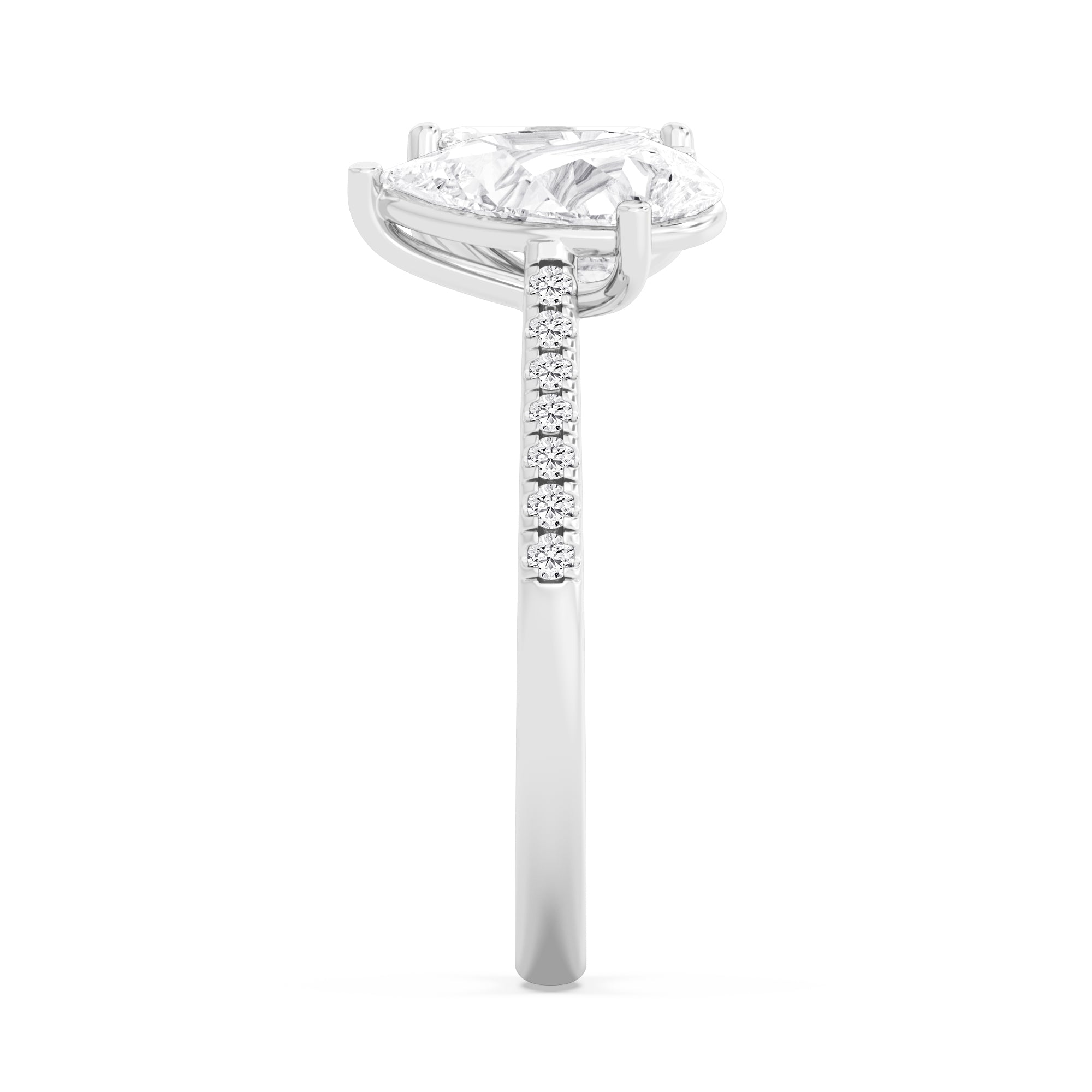 3.20ctw Emerald cut and Pear Lab Grown Diamond Toi et Moi Engagement Ring