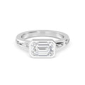 3.00ct Emerald cut Lab Grown Diamond East-West Bezel Diamond Band Engagement Ring