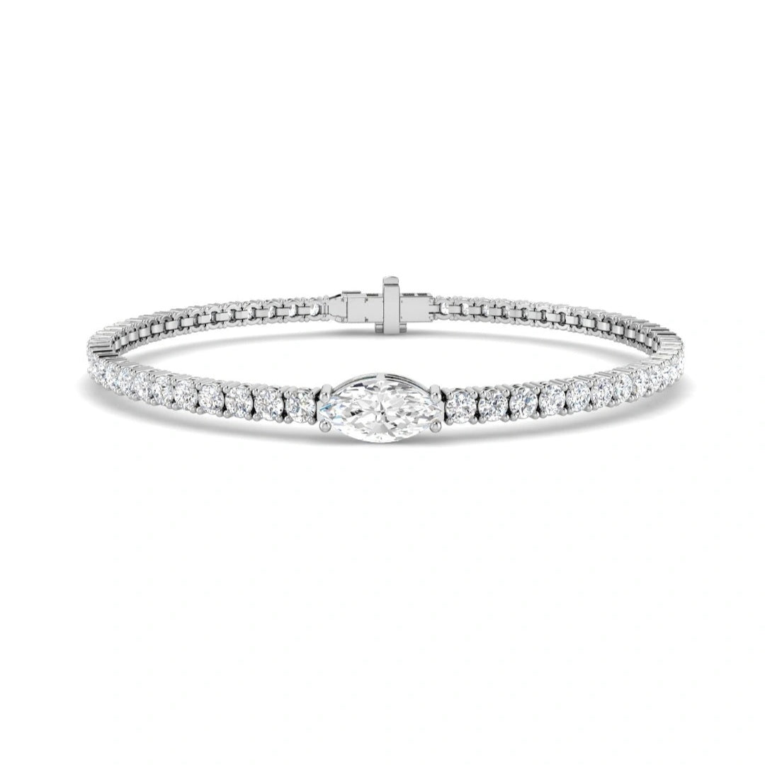 5.36ct Lab Grown Diamond Marquise Accent Tennis Bracelet in 9k Gold