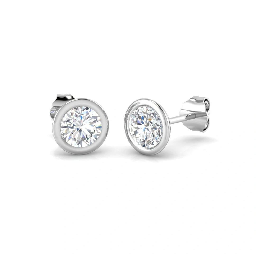 1.00ct Lab Grown Diamond Bezel Earrings in 9k Gold