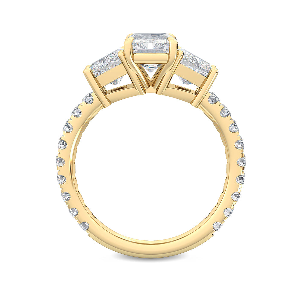 2.85ctw Radiant and Trapezoid cut Lab Grown Diamond Trilogy Engagement Ring