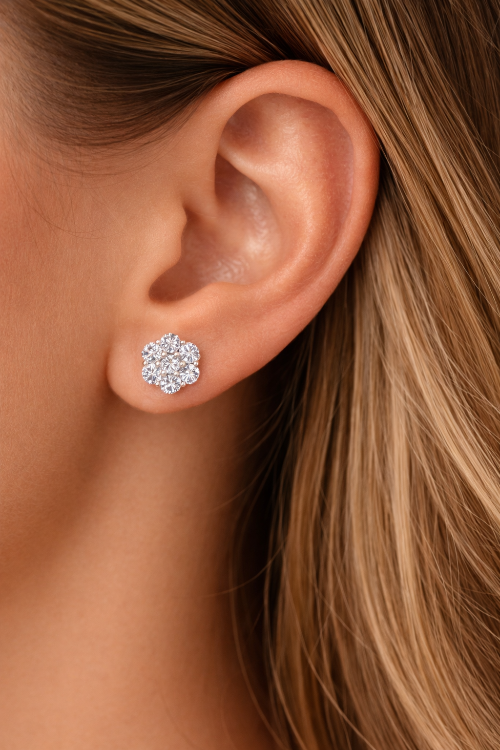 2.00ct Lab Grown Diamond Cluster Earrings in 14k Gold