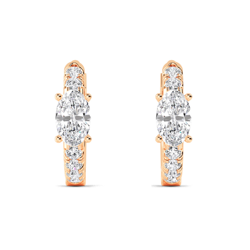 0.54ct Oval Accent Lab Grown Diamond Hoop Earrings